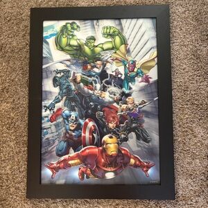 Marvel Avengers Colorful Wall Art with Black Frame